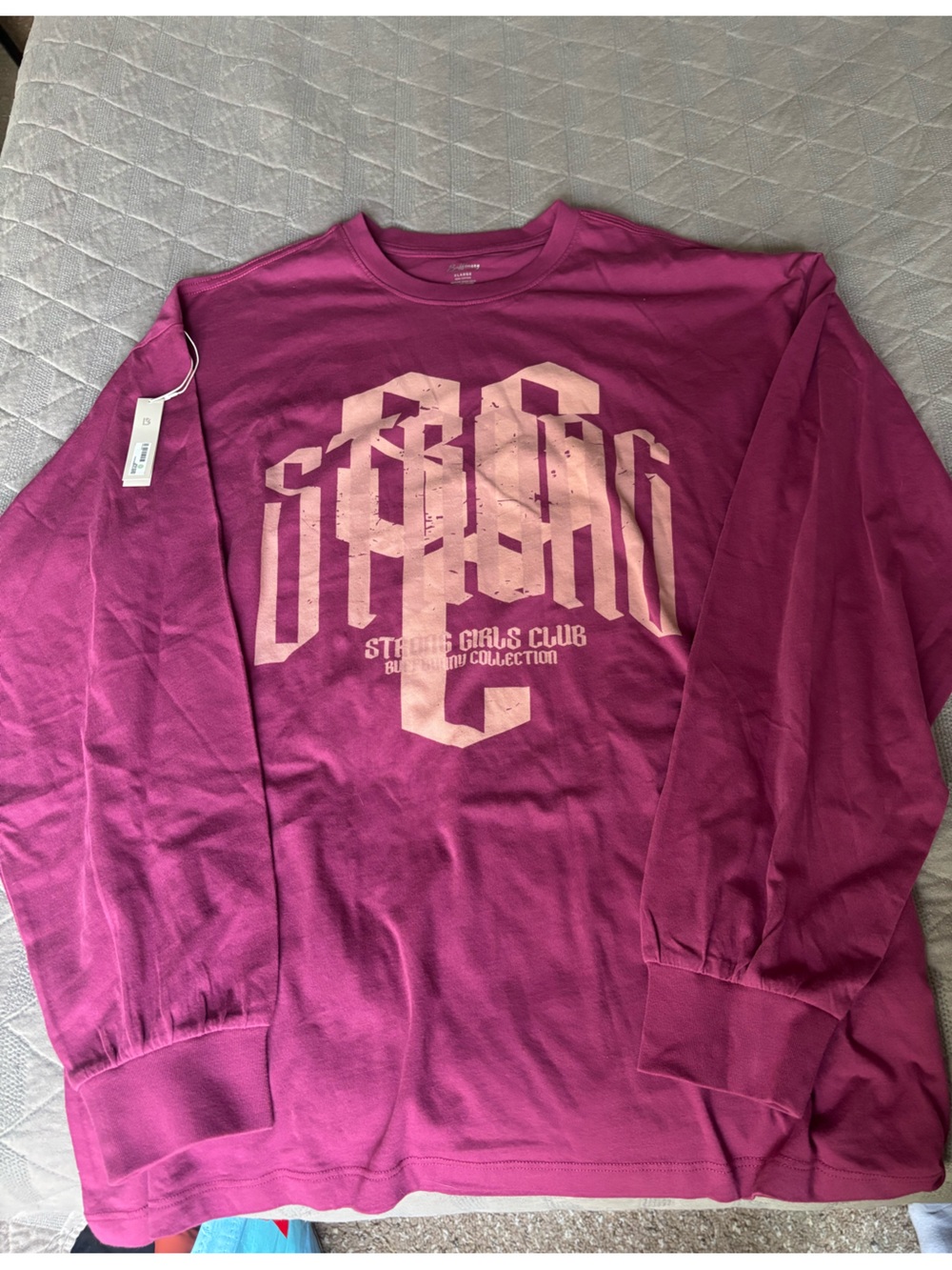 BuffBunny Empire Rose Crewneck long sleeve Tee with Pale Pink Logo Print